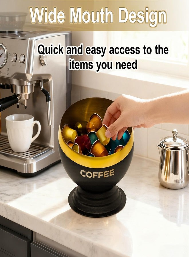 Fakindiy Coffee Pod Holder, Black & Gold Metal Coffee Pod Storage, Capsule Container Bowl, Coffee Pod Organizer for Kitchen Counter and Office Desktop (Black+Gold) - Image 4